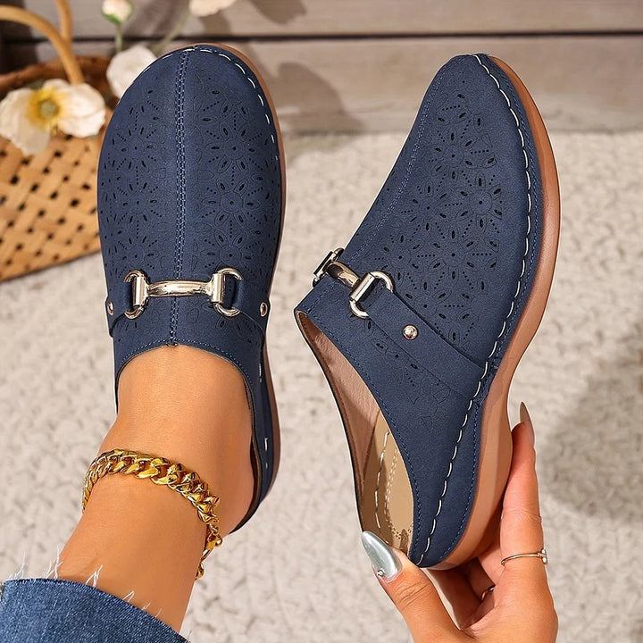 Hailen - カジュアル フローラル スリップオン ローファー ミュール