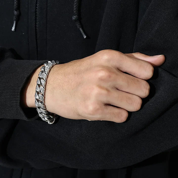 MotifLuxe - アラベスク留め具付きシルバーブレスレット