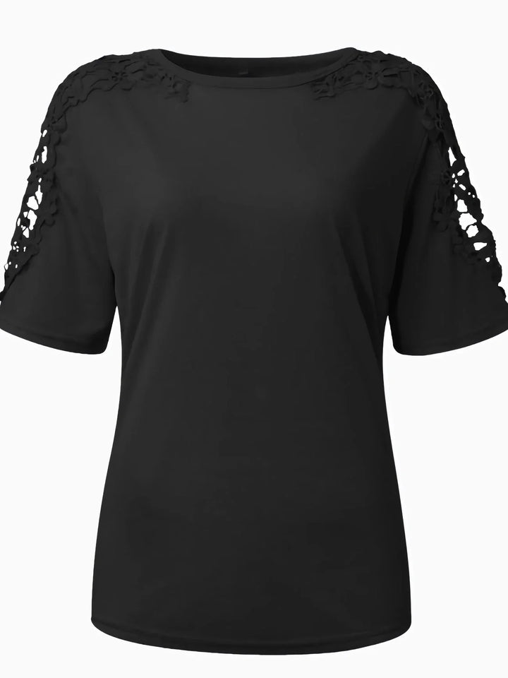 Ancuta - エレガントな夏用ショートスリーブTシャツ レーストップ