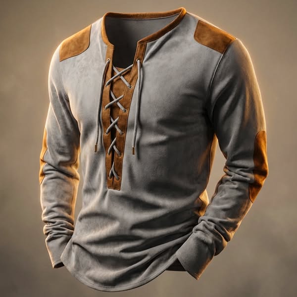 Kruno - フェイクスエードヘンリーシャツ