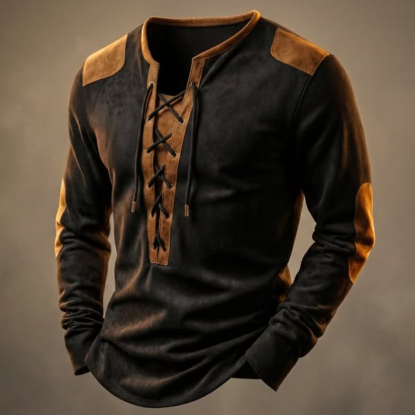 Kruno - フェイクスエードヘンリーシャツ