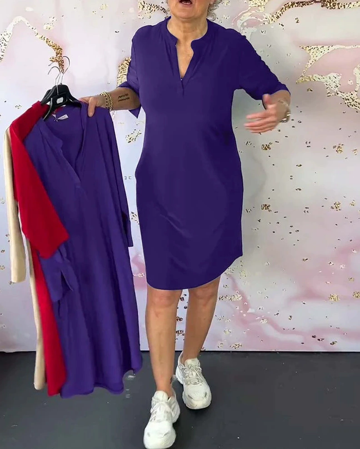 Sabela - ファッショナブルなVネックのシンプルなドレス