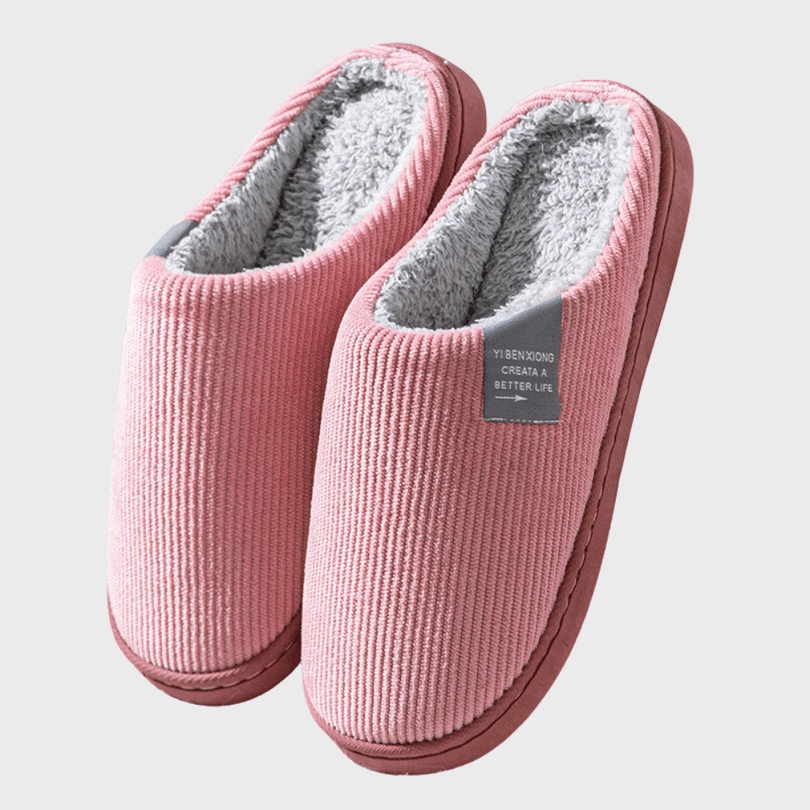 Sunika - フリース裏地付き つま先が覆われた暖かいスリッパ