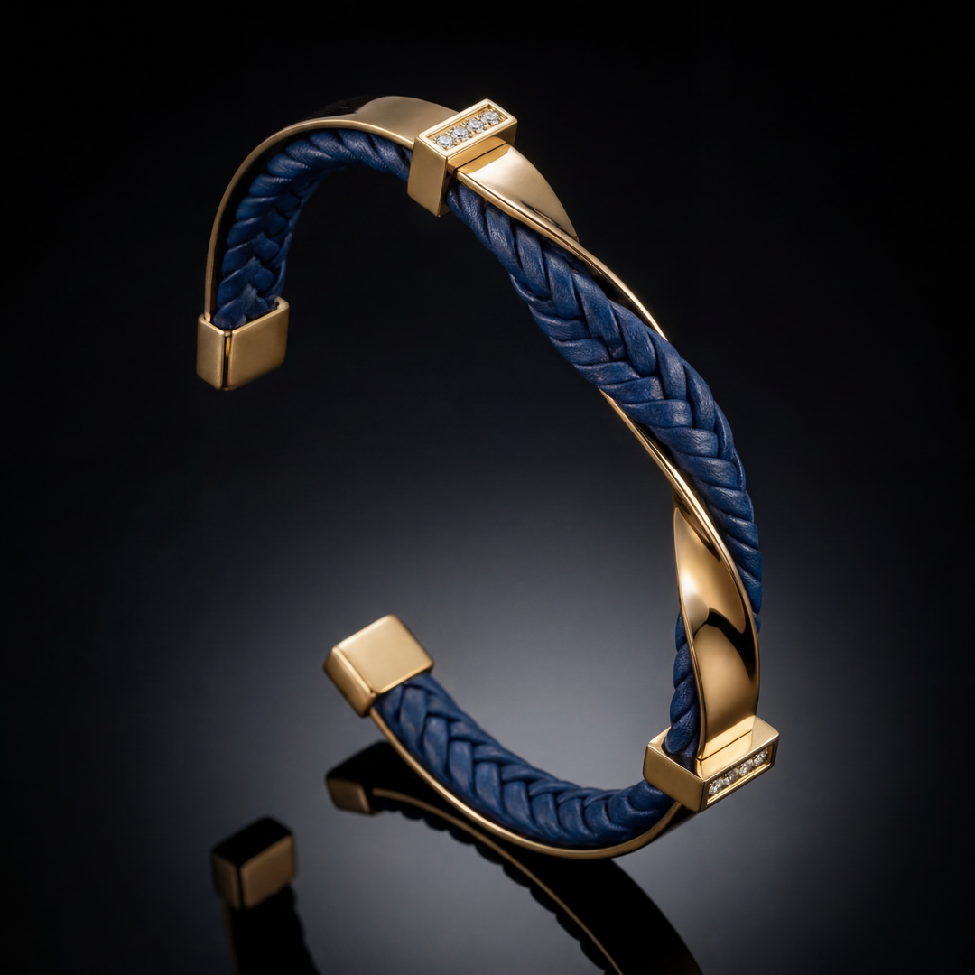 Kayel - 編み込みレザーカフブレスレット