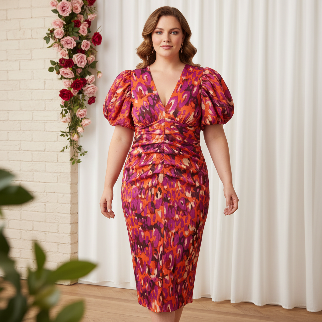 Lonica - エレガントなVネックドレス