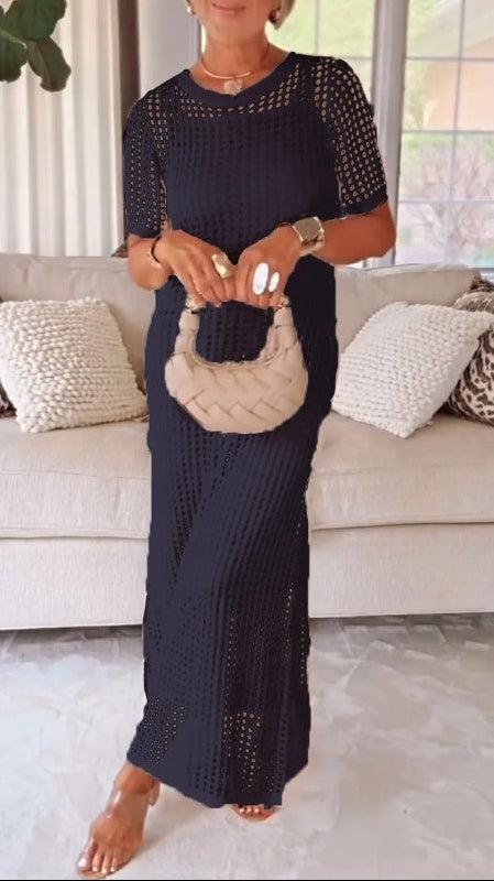 Jilena - カットアウトロングマキシドレス + インナーワンピース付き
