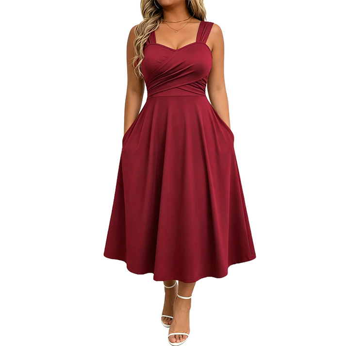 Katjaa - ポケット付きのエレガントなノースリーブドレス