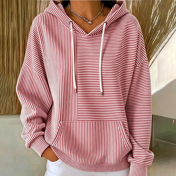 Gilberte - ドローストリング付きストライプフーディ（カンガルーポケット付き）