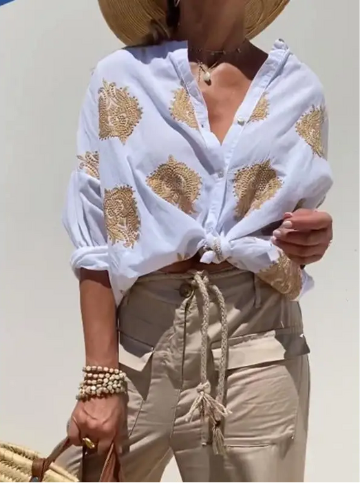 Maarja - 刺繍入りゆったりブラウス